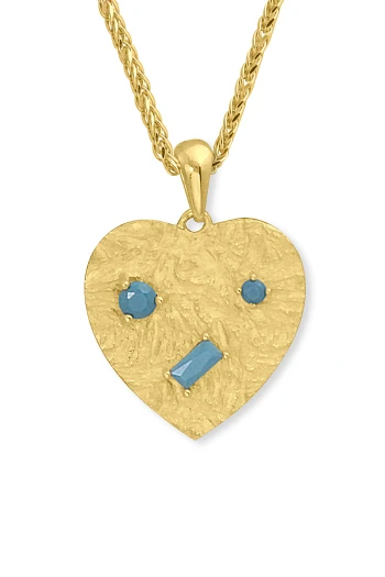 Kalp Model Mavi Taşlı Altın Kolye (KLY1664)