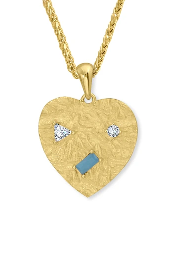 Kalp Model Mix Taşlı Altın Kolye (KLY1667)