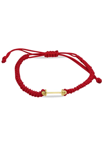 Kırmızı İpli Altın Dambıl Erkek Bileklik (BLK0276)