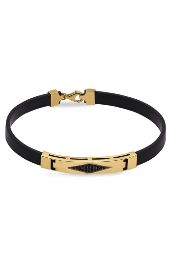 Ortası  Taşlı Altın Erkek Bileklik (BLK0344)