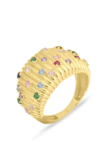 Otantik Altın Renkli Taşlı Yüzük (YZK1416)