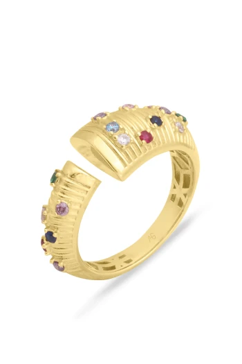 Otantik Altın Renkli Taşlı Yüzük (YZK1417)