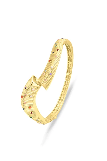 Renkli Taşlı Altın Otantik Bilezik (BLZ0460)