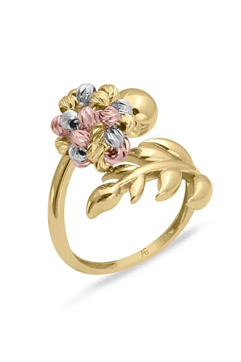 Siyah Kare Taşlı Altın Tasarım Yüzük (YZK1213)