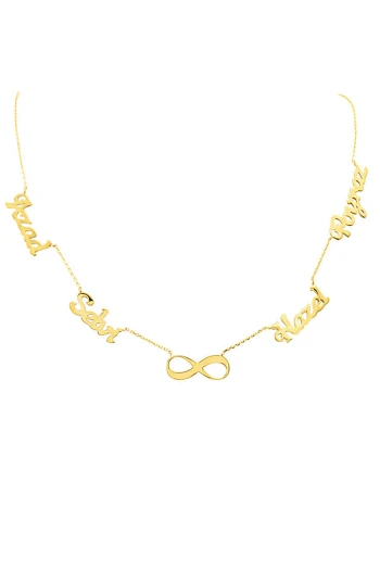 14 Ayar 4 İsimli Sonsuzluk Detay Altın Kolye (KLY0177)