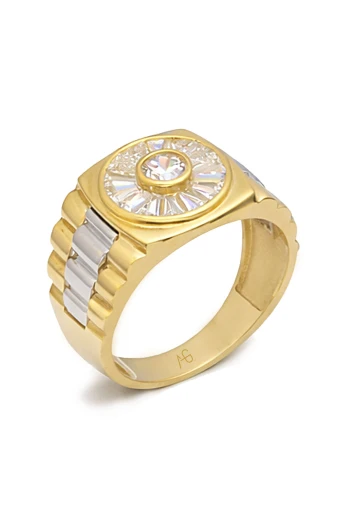 14 Ayar Altın Baget Taşlı Erkek Yüzük (EYZ0194)