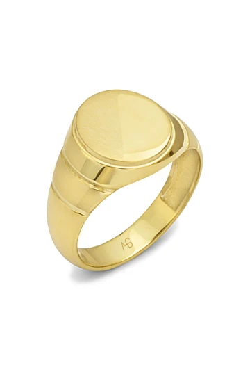 14 Ayar Altın Taşsız Klasik Tarz Oval Erkek Yüzük (EYZ0203)