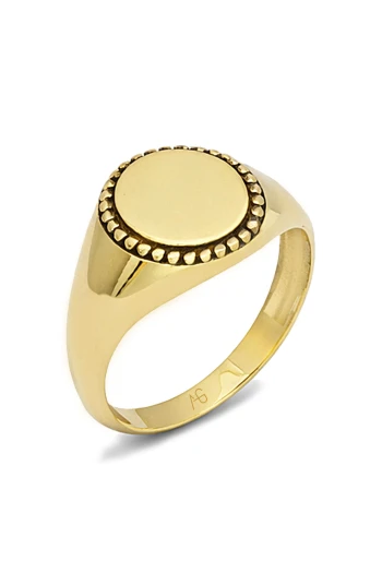 14 Ayar Altın Yuvarlak Model Mineli Erkek Yüzük (EYZ0207)