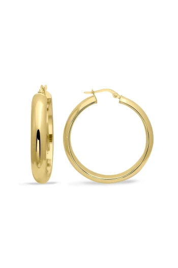 2 Cm Düz Bombe Altın Halka Küpe (KP0236)