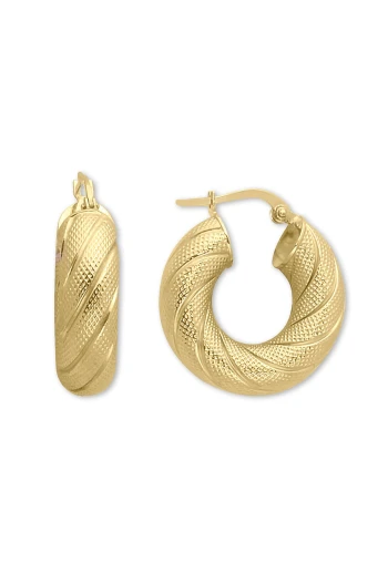 2 Cm Kalın Burgu Altın Halka Küpe (KP0206)