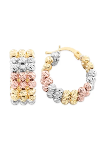 2.2 Cm Üç Sıralı Renkli 14 Ayar Halka Küpe (KP0005)