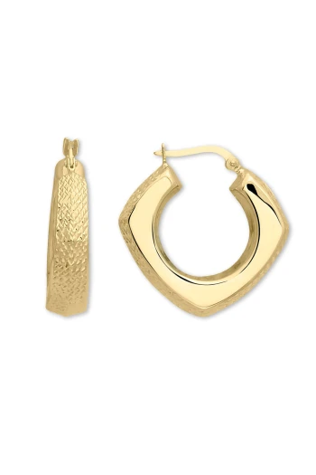 2.5 Cm Altın Kalem İşlemeli Halka Küpe (KP0224)