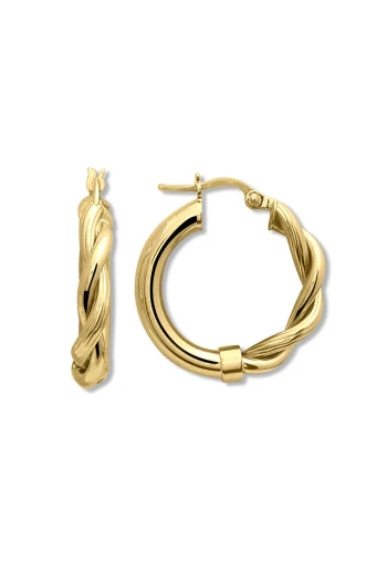 2.5 Cm Çift Yarım Burgulu Altın Halka Küpe (KP0266)