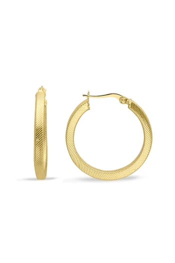 2.5 Cm İşlemeli Altın Halka Küpe (KP0156)