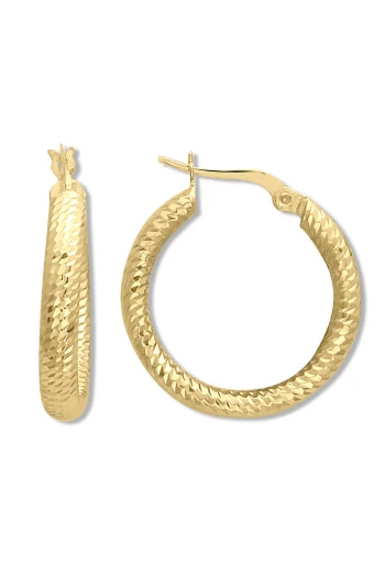 2.7 Cm Kalem İşlemeli Altın Halka Küpe (KP0294)