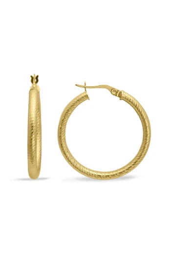 3 Cm Altın Kalemli Halka Küpe (KP0173)