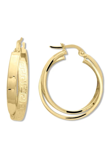 3 Cm Altın Sarmal Pana Desenli Halka Küpe (KP0307)