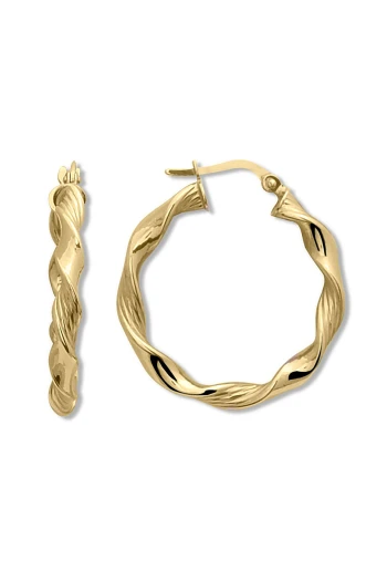 3 Cm Geniş Burgulu  Altın Halka Küpe (KP0272)