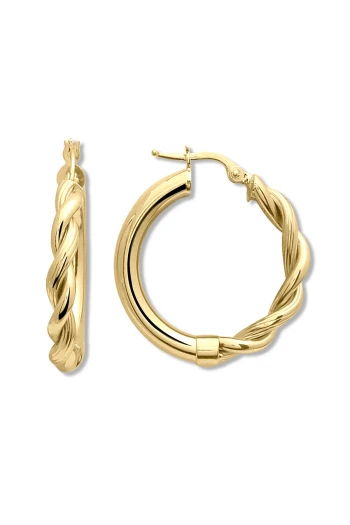 3 Cm Yarım Burgu Altın Halka Küpe (KP0267)