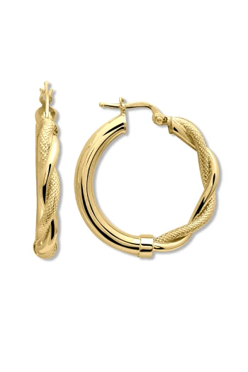 3.2 Cm Yarım Burgu Sarı Altın Halka Küpe (KP0269)