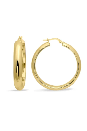 3.5 Cm Bombeli Geniş Düz Halka Küpe (KP0174)