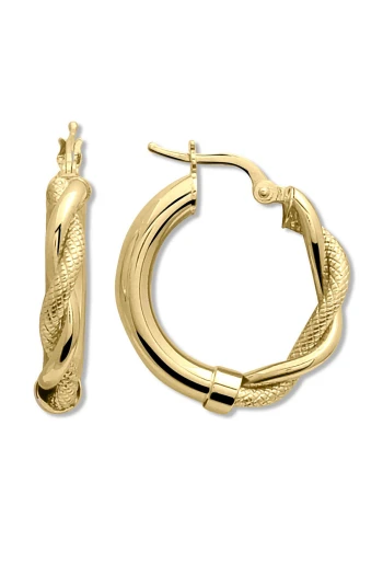 3.5 Cm Yarım Burgu Altın Halka Küpe (KP0268)