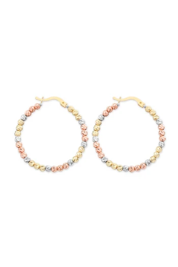 3.5 Cm Renkli Toplu Tek Sıra Altın Halka Küpe (KP0008)