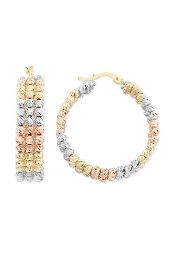 3.7 Cm Büyük Boy 3 Sıralı Altın Halka Küpe (KP0004)