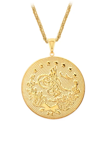 Altın 3.5 Cm Spiga Zincirli Tuğra Kolye (KLY1703)
