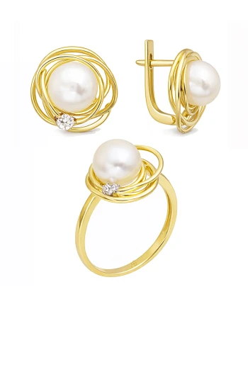 Altın Kuş Yuvası Kolye Küpe Takım (TKM0351)