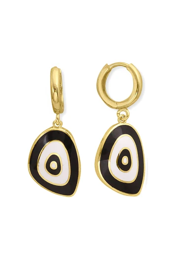 Altın Lacivert Mineli Nazar Küpe (KP1091)