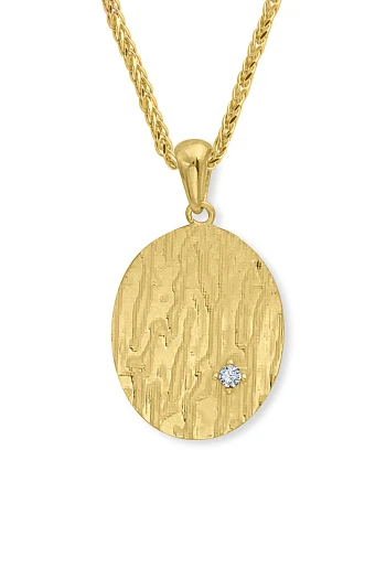 Altın Oval Taşlı Otantik Kolye (KLY1685)