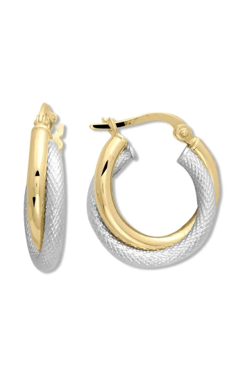 Altın Sarmal 1.5 Cm Çift Renk Halka Küpe (KP1093)