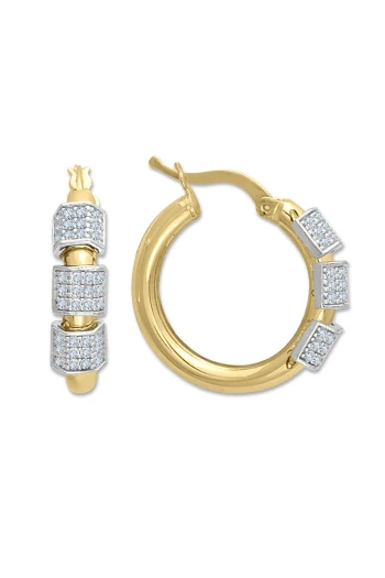 Altın Taş Detaylı 2.3 Cm Halka Küpe (KP0304)