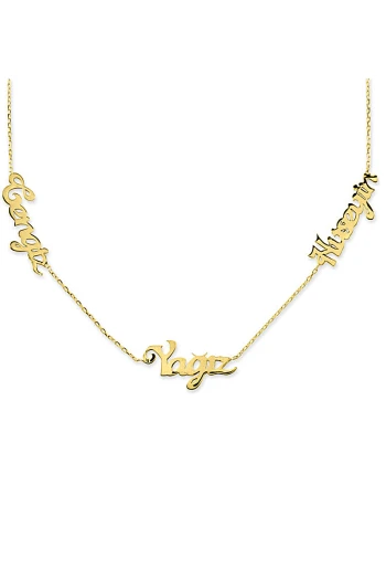 Altın Üç İsim Kolye (KLY0175)