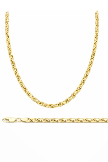 Altın Yan Burgu Unisex Kolye Bileklik Takım (TKM0349)