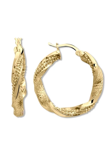 Çakı Zincir Detaylı Altın Tasarım Halka Küpe (KP0270)