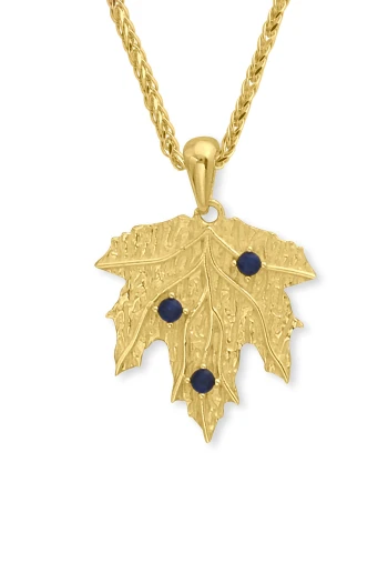 Çınar Yaprağı Altın Taşlı Kolye (KLY1686)