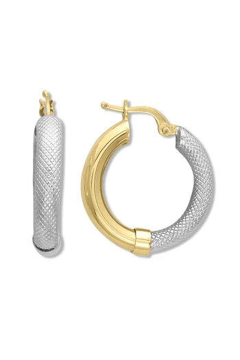 Geçişli Çift Renk  2.5 Cm Altın Halka Küpe (KP0288)