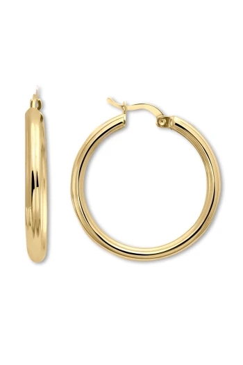 Kendinden Çizgili Altın 3 Cm Halka Küpe (KP0261)