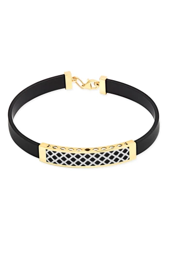 Petek Desenli Kauçuk Altın Erkek Bileklik (EBL0009)