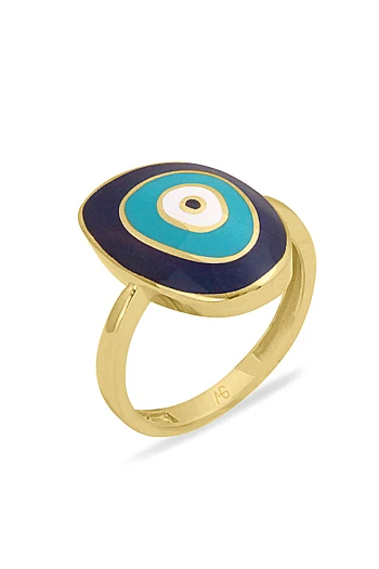 Renkli Mineli Altın Göz Yüzük (YZK1429)