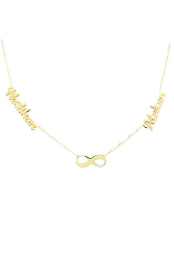 Sonsuzluk Detaylı İki İsimli Altın Kolye (KLY0170)