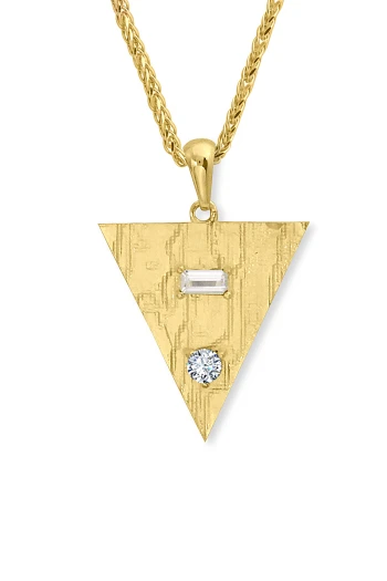 Üçgen Model Zirkon Taşlı Altın Kolye (KLY1674)