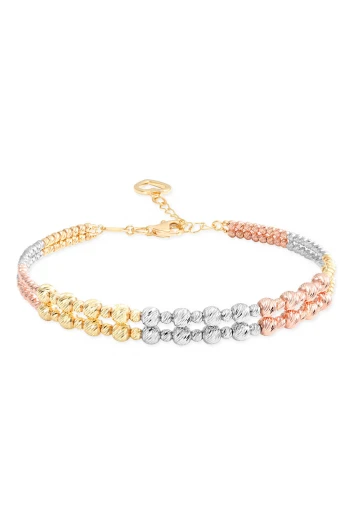 Altın 3 Renkli Toplu İki Sıra Dorika Bilezik (BLZ0001)