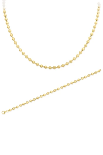 Altın 4Mm Toplu Unisex Kolye Bileklik Takım (TKM0355)