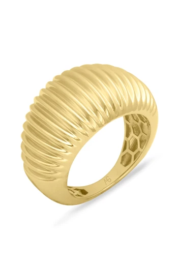 Altın Bombeli Sade Midye Yüzük (YZK1459)