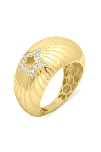 Altın Bombeli Yıldız Yüzük (YZK1460)