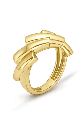 Altın Çapraz Çubuklu Kombin Yüzük (YZK1475)