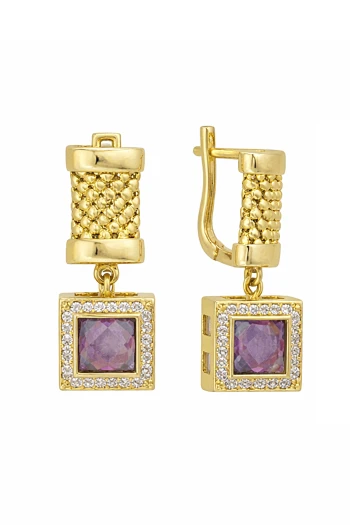 Altın Cesika Ametist Taşlı Küpe (KP1097)